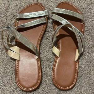 Silver and brown sandals